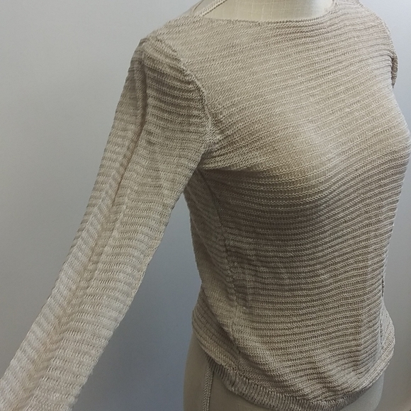 Tahari 100% Linen Cream Knit Top - Picture 6 of 10